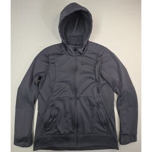 NIKE Jacket Mens L Dri-Fit Full Zip Soft‎ Shell Hoodie Fitted Athletic Gray